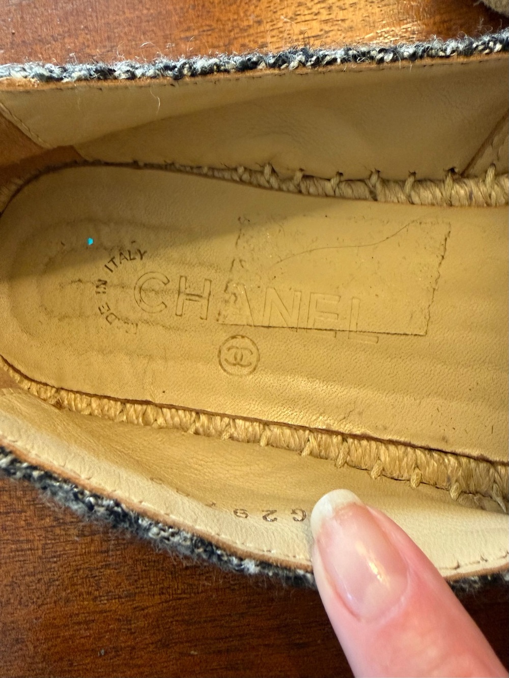 CHANEL Gray Bouclé Espadrilles with Black CC Trim - Picture 8 of 11